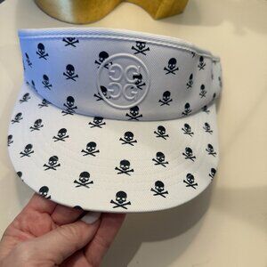 G/fore Golf Visor White w/ Black Skull Crossbones All Over Print Golf Cap G4